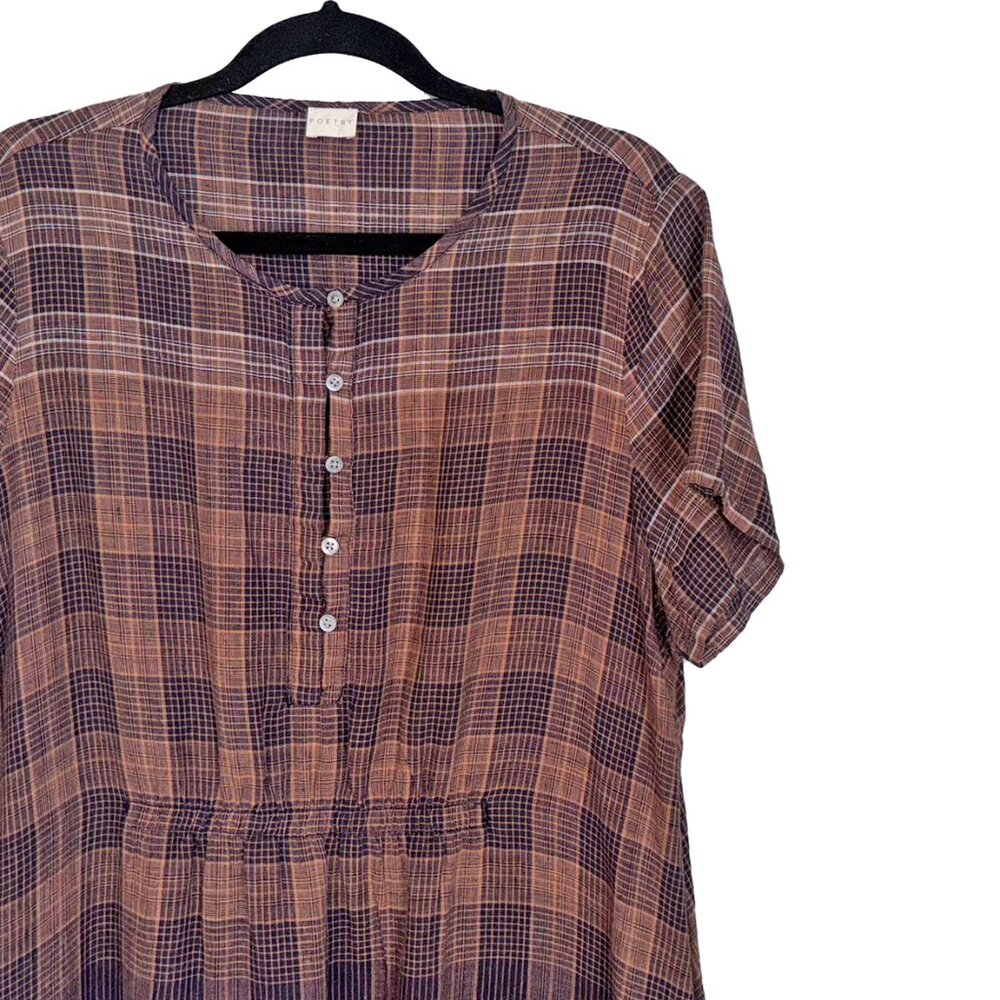 Poetry Plaid Midi Dress - Brown and Black